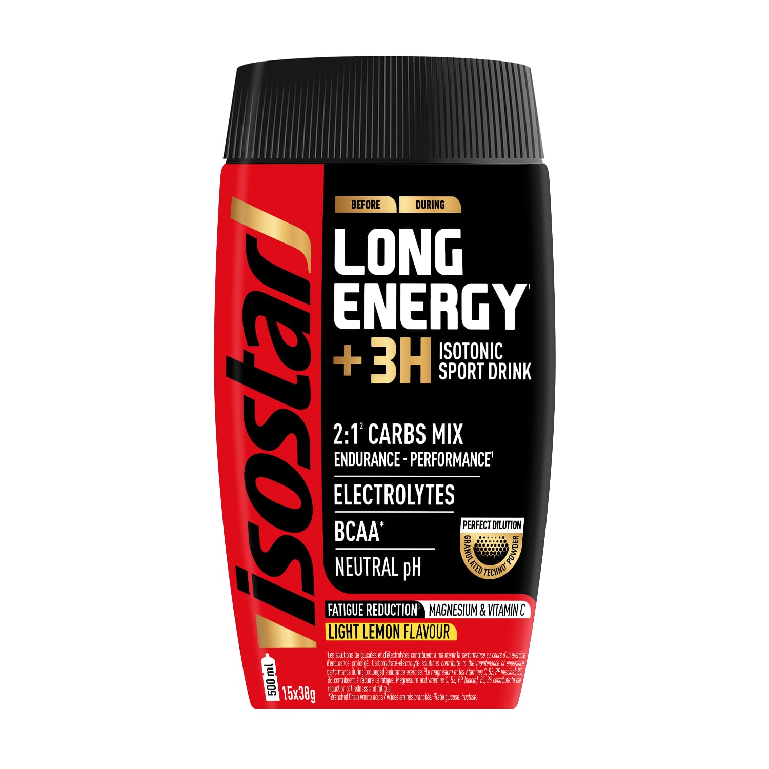Isostar Long Energy +3H Lemon 570 g Getränkepulver Schwarz, Herren, Größe: 0
