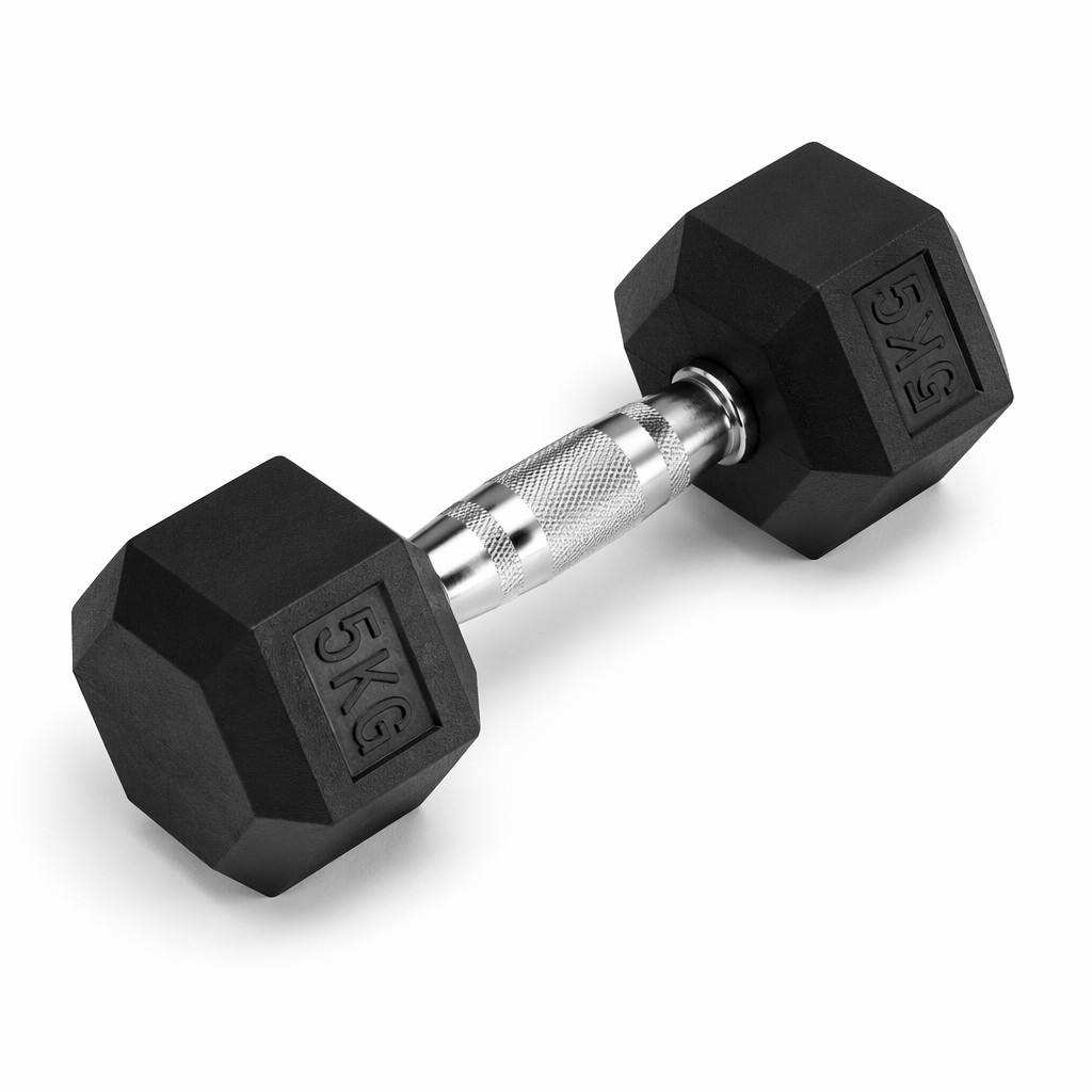Image of POWERZONE Hex Rubber 5 kg Dumbbell Schwarz, Herren, Größe: 0