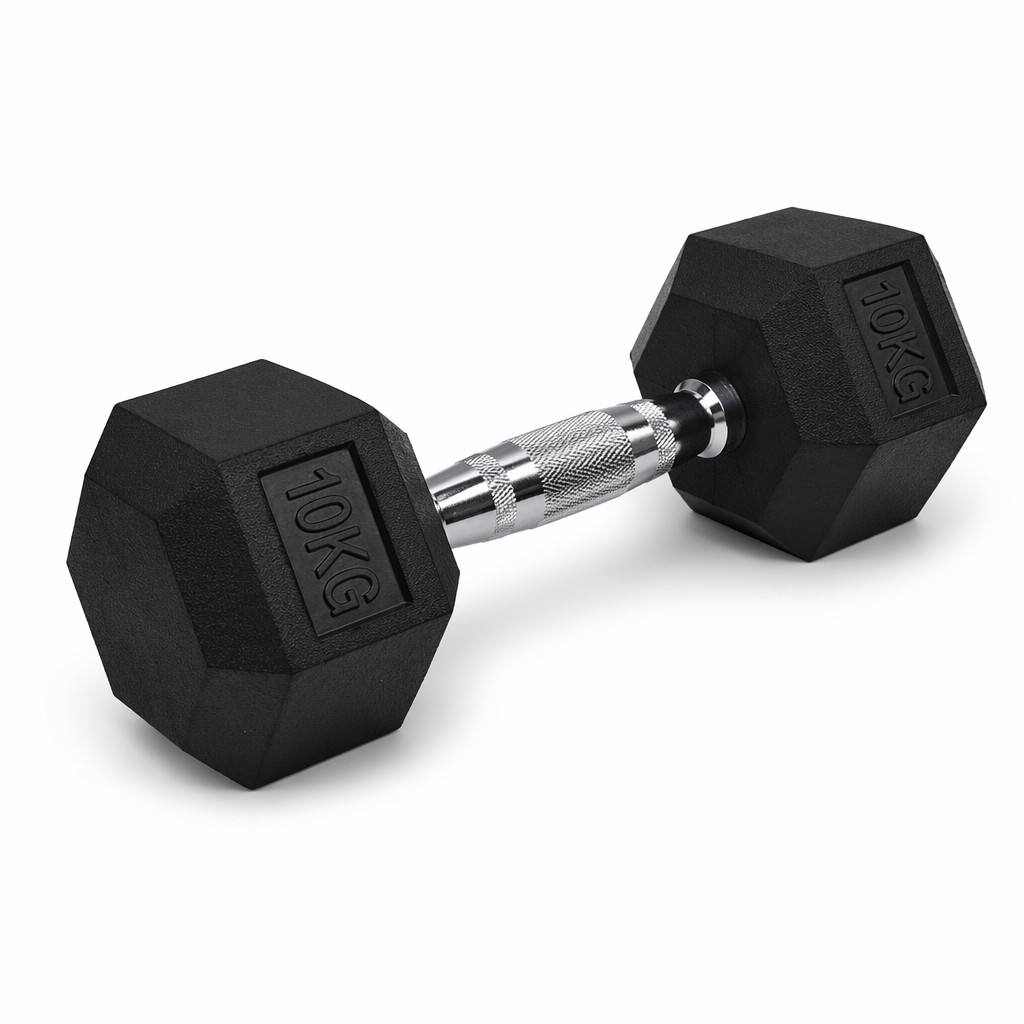 Image of POWERZONE Hex Rubber 10 kg Dumbbell Schwarz, Herren, Größe: 0