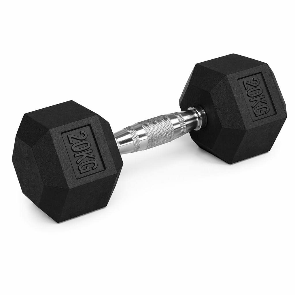 Image of POWERZONE Hex Rubber 20 kg Dumbbell Schwarz, Herren, Größe: 0