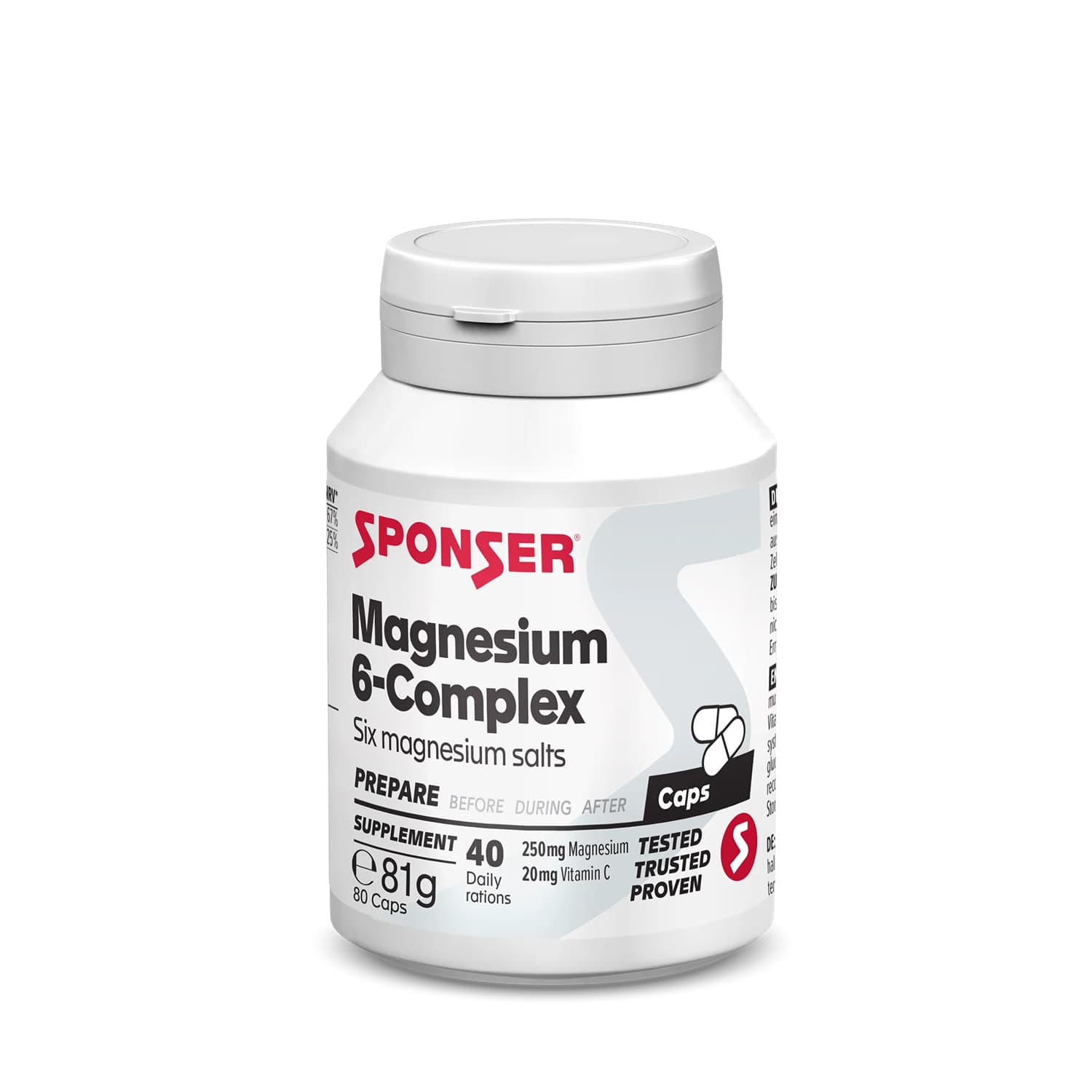 Sponser Magnesium 6-Complex 80 Kapseln Weiss, Herren, Größe: 0