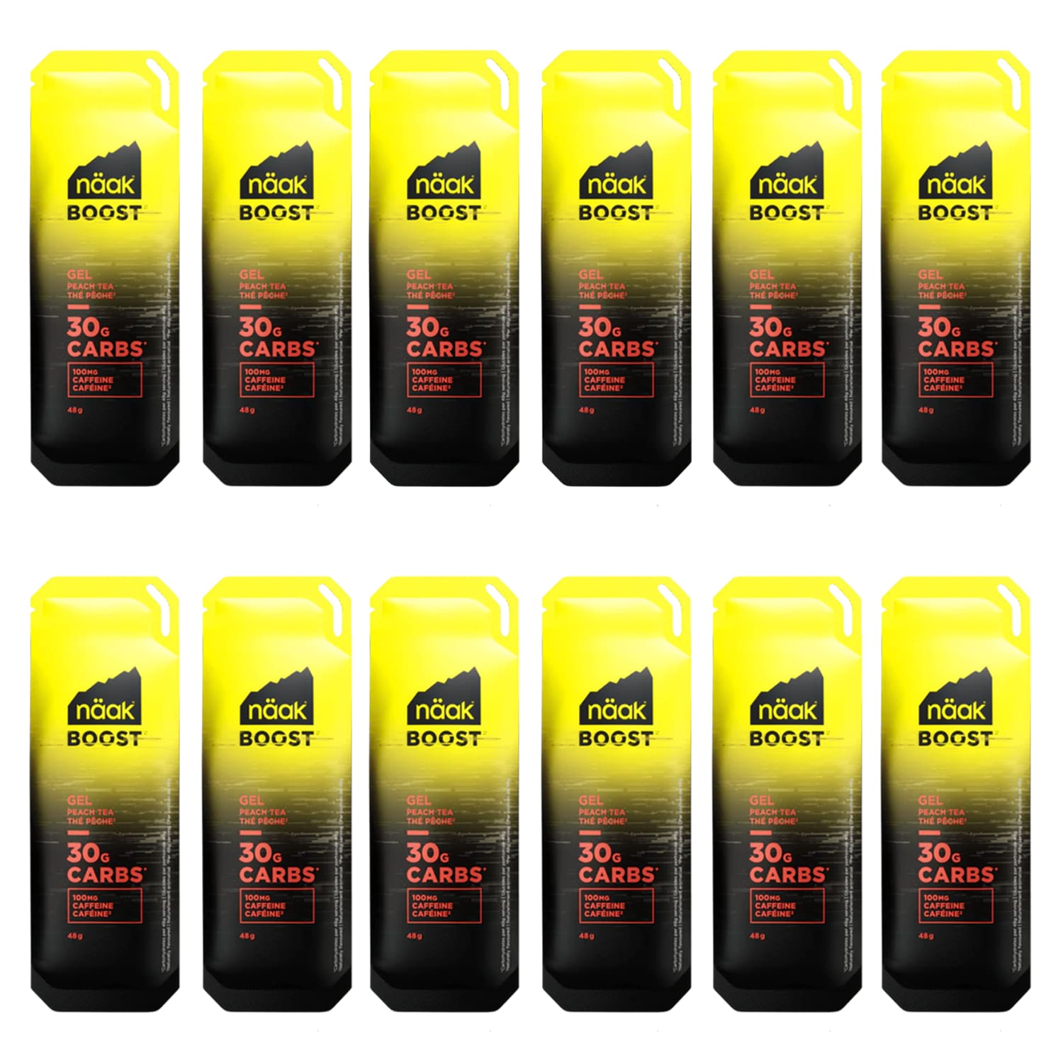 näak Boost Energy™ Peach Tea 12 x 48 g Energy Gel Gelb, Herren, Größe: 0