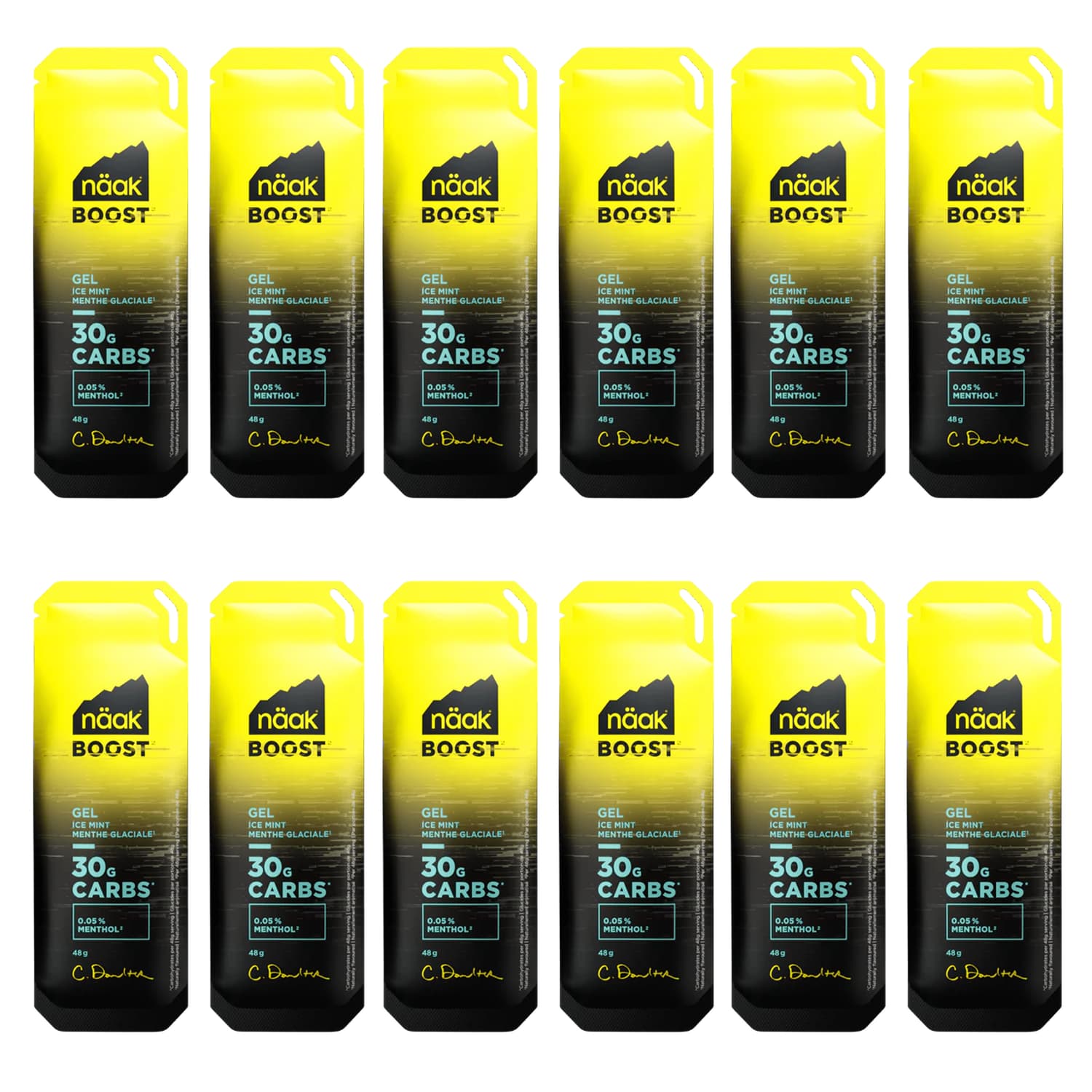 näak Boost Energy™ Ice Mint 12 x 48 g Energy Gel Gelb, Herren, Größe: 0