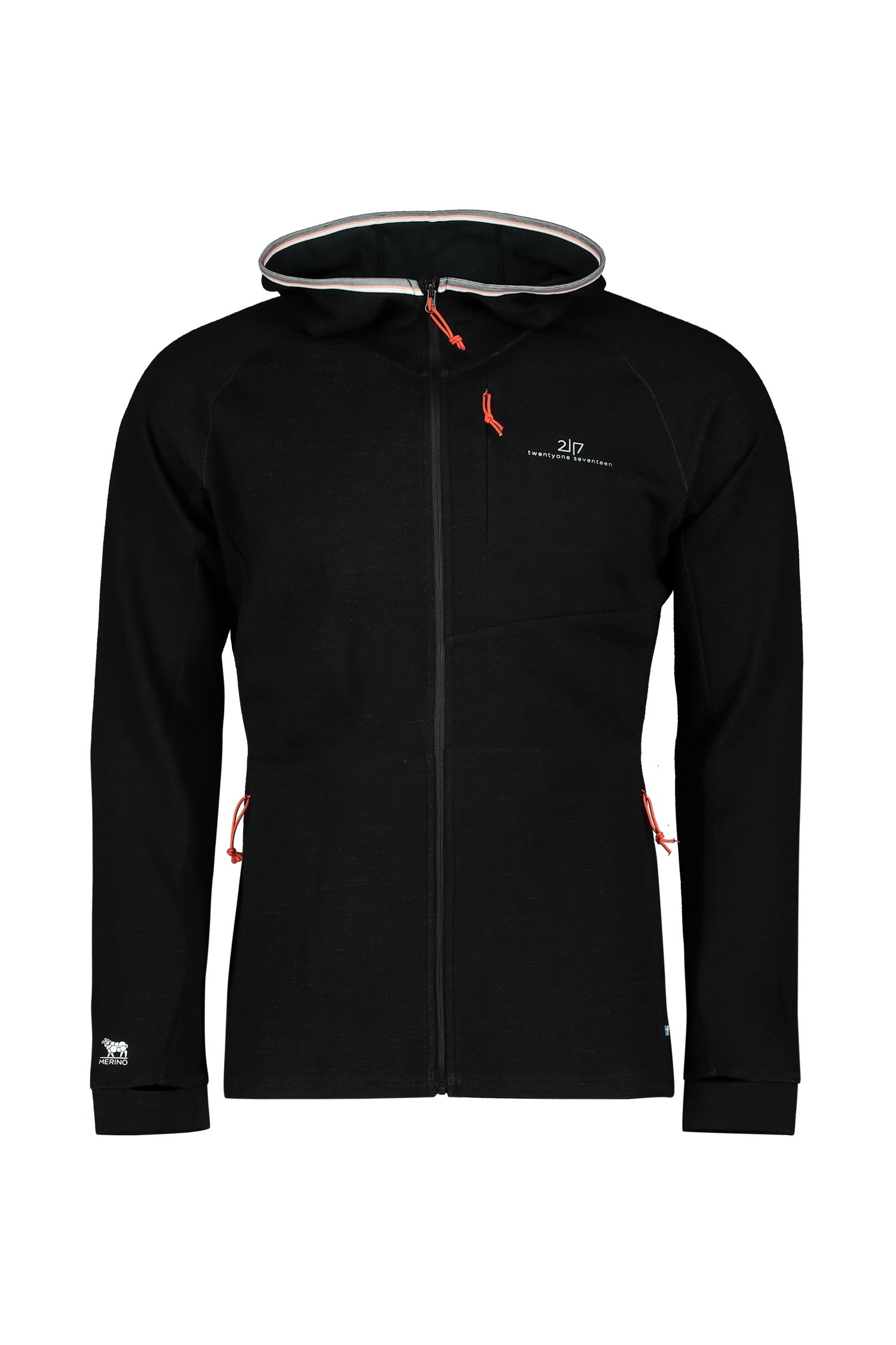 メル13710 2117 OF SWEDEN Gasska Merino Hooded Herren Midlayer in schwarz