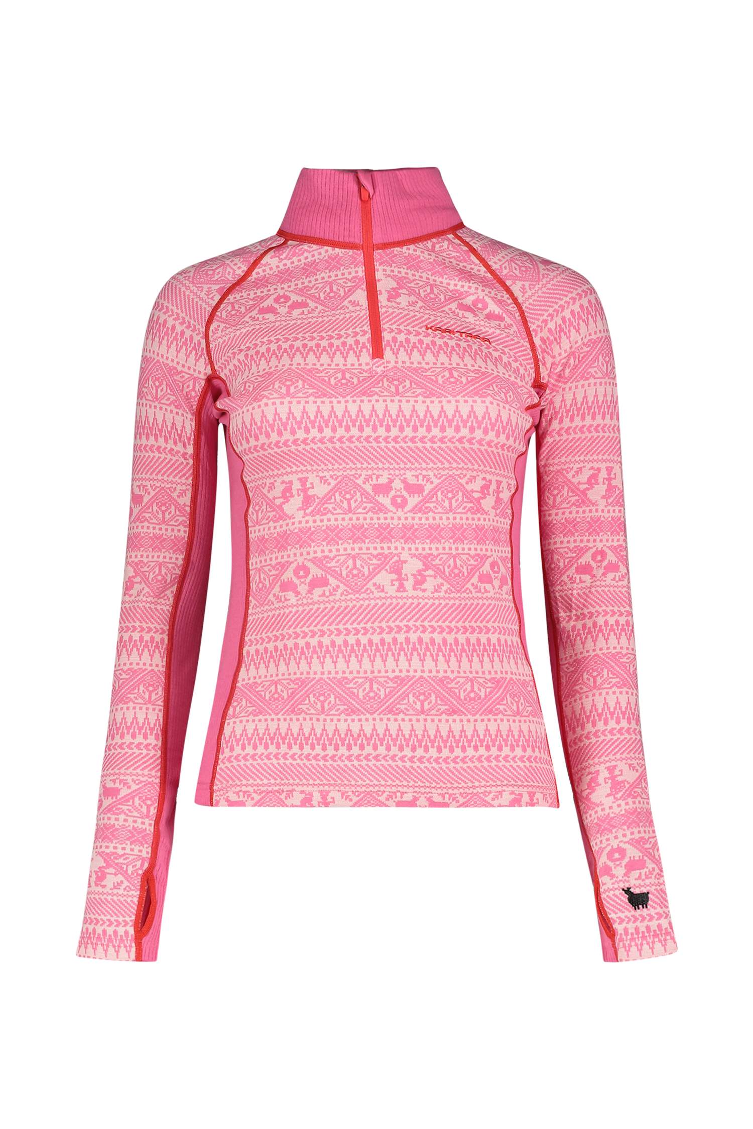 Kari Traa Thale Merino Half-Zip Damen Thermo Longsleeve in pink