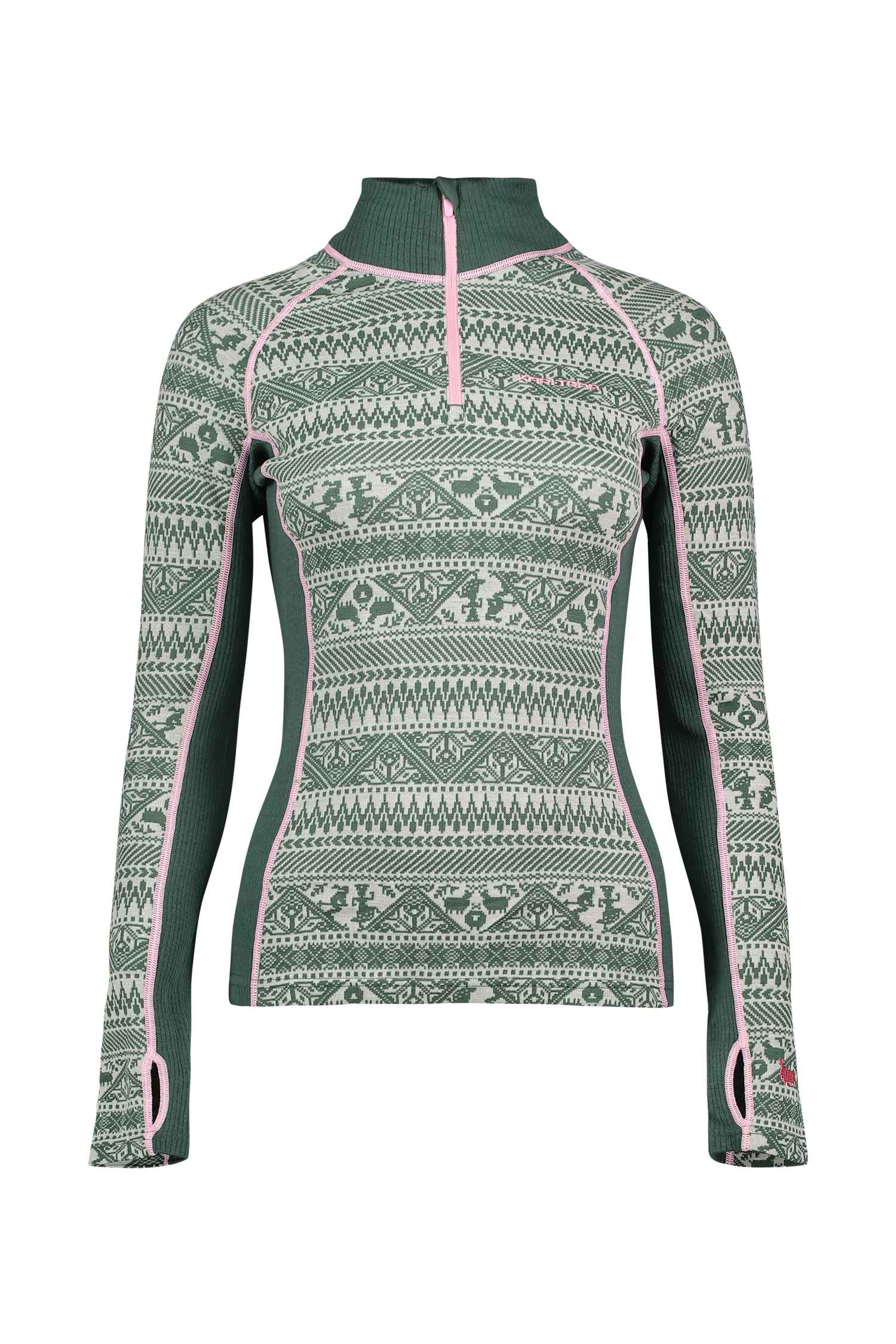 Kari Traa Thale Merino Half-Zip Damen Thermo Longsleeve in grün