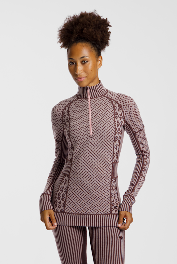 Kari Traa Smekker Merino Half-Zip maniche lunghe termica donna Marrone 56827 1
