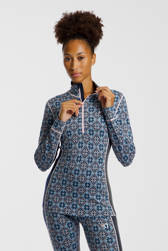 Kari Traa Rose Merino Half-Zip Damen Thermo Longsleeve Blau 55936 1