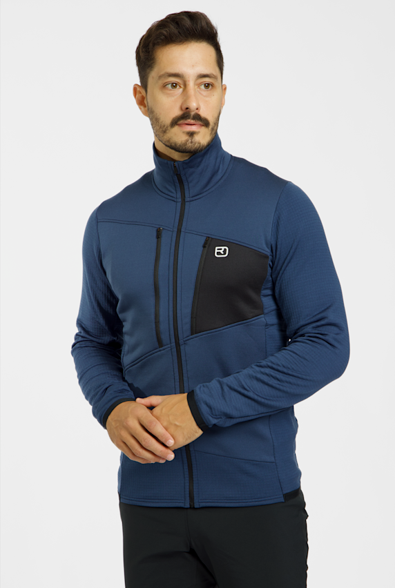 Ortovox Fleece Grid Herren Midlayer Blau 68380 1