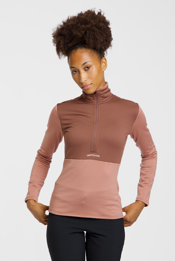 Ortovox Fleece Light Zip Neck midlayer donna Rosa 68406 1