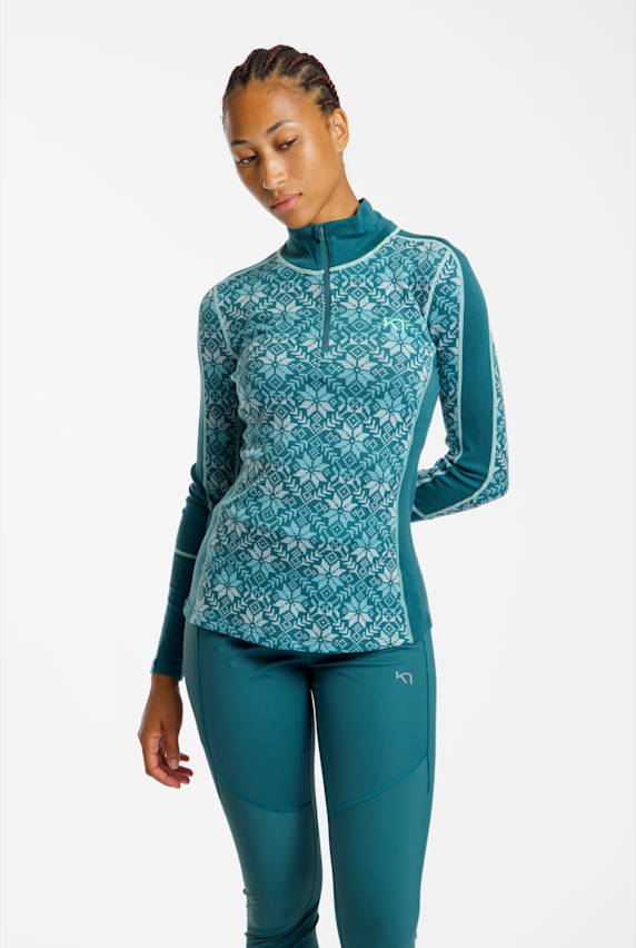 Kari Traa Anna Half-Zip Damen Thermo Longsleeve Grün 55565 1