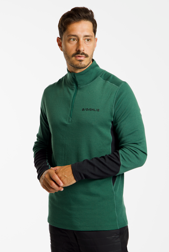 Daehlie Shield Wool Half-Zip midlayer hommes Vert 55198 1