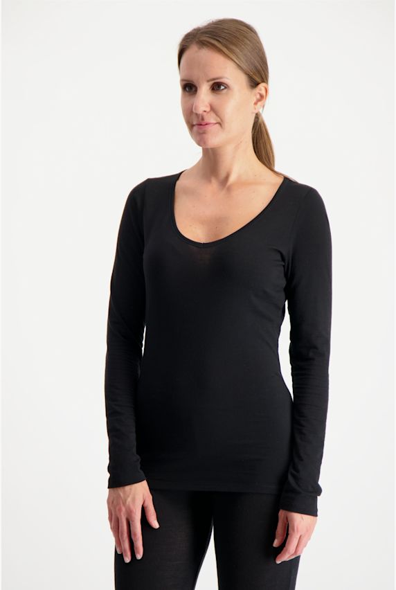 icebreaker Merino 150 Siren Sweetheart maniche lunghe termica donna Nero 913 1
