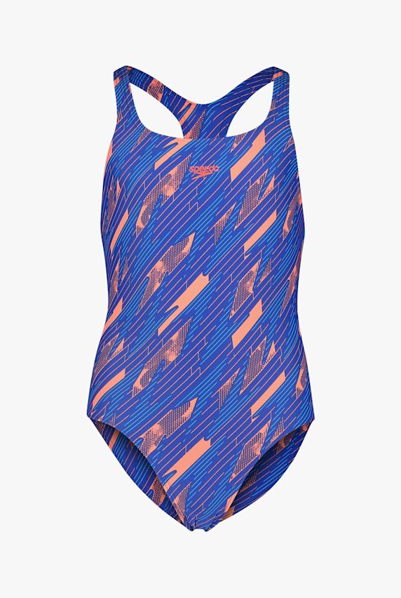 speedo Hyperboom Allover Medalist Mädchen Badeanzug Blau 34541 1