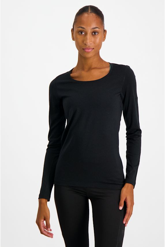 icebreaker Merino 200 Oasis Scoop Damen Thermo Longsleeve Schwarz 34995 1