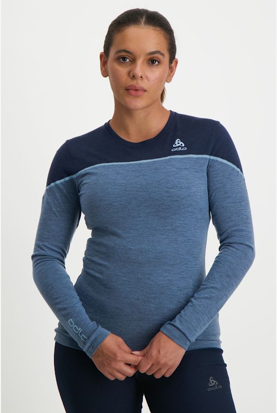 Odlo Revelstoke Performance Wool 150 Warm Damen Thermo Longsleeve Blau 35361 1