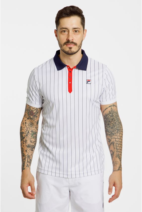 FILA Björn Stripes Herren Tennisshirt Weiss 38878 1