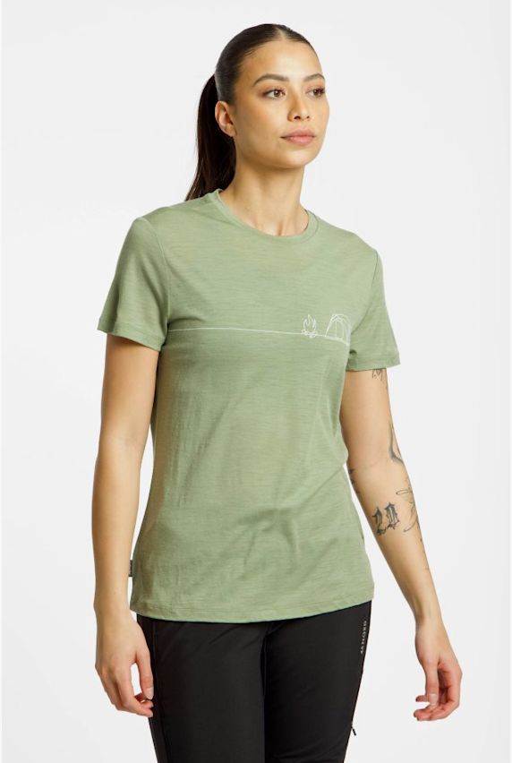 icebreaker Merino 150 Tech Lite Single Line Camp Damen T-Shirt Grün 40125 1
