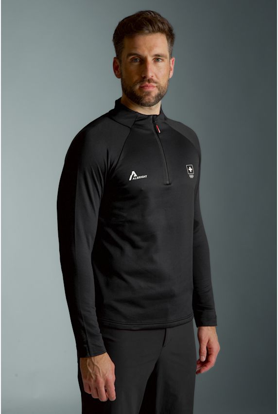 ALBRIGHT Swiss Olympic Half-Zip midlayer hommes Noir 42920 1