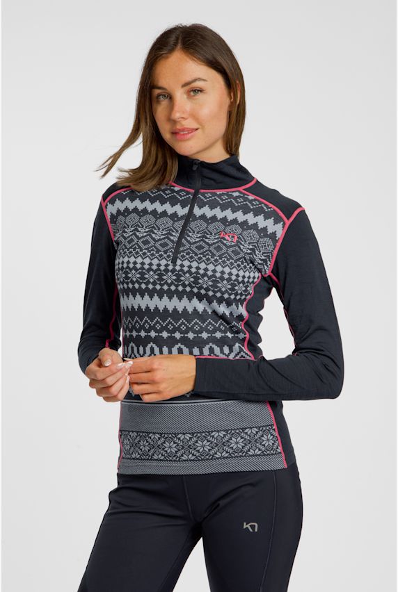 Kari Traa Live Half-Zip manche longue thermique femmes Bleu 43639 1