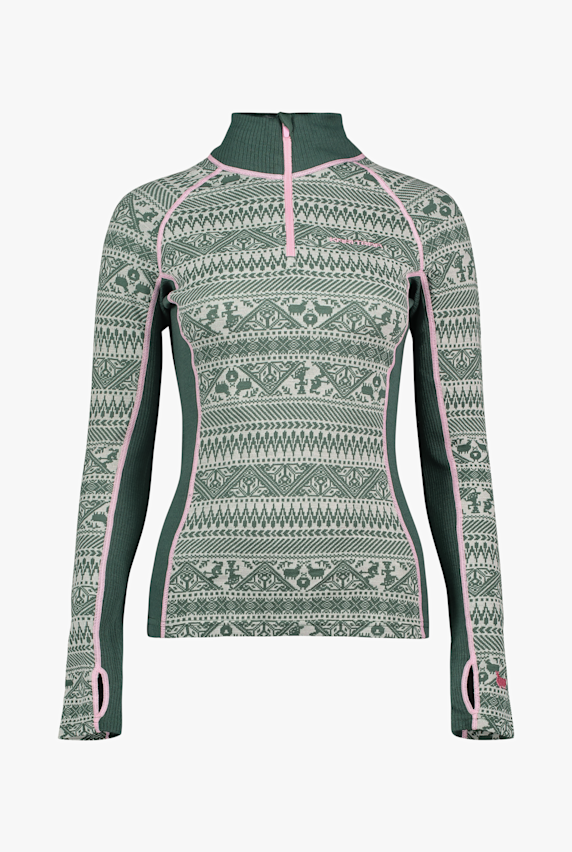 Kari Traa Thale Merino Half-Zip Damen Thermo Longsleeve Grün 44917 1