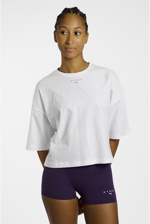 PUMA x HYROX Cropped Lifestyle Damen T-Shirt Weiss 47249 1
