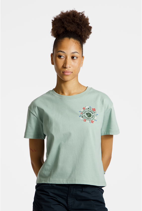 Fjällräven Fjällblomster Logo Damen T-Shirt Grün 49738 1