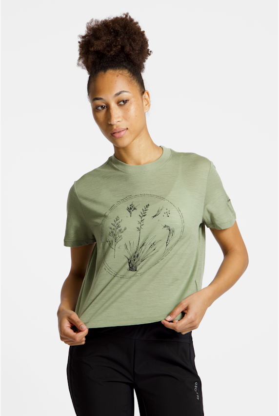 icebreaker Merino 150 Tech Lite Crop Seed Story t-shirt donna Verde 49919 1