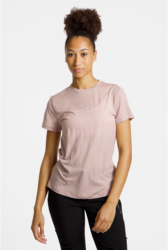 icebreaker Merino 150 Tech Lite Sparkling Stars Damen T-Shirt Pink 49918 1