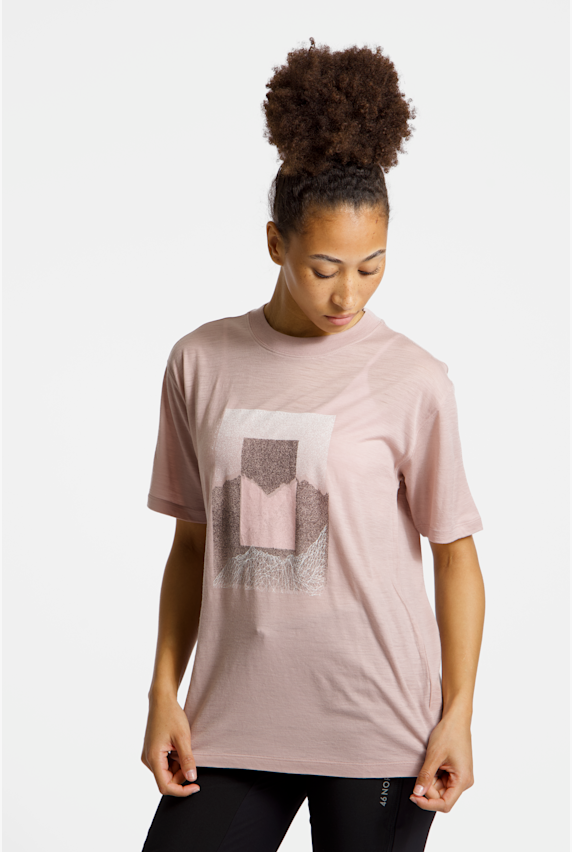 icebreaker Merino 150 Tech Lite Relaxed Mountain Shift t-shirt donna Pink 49921 1