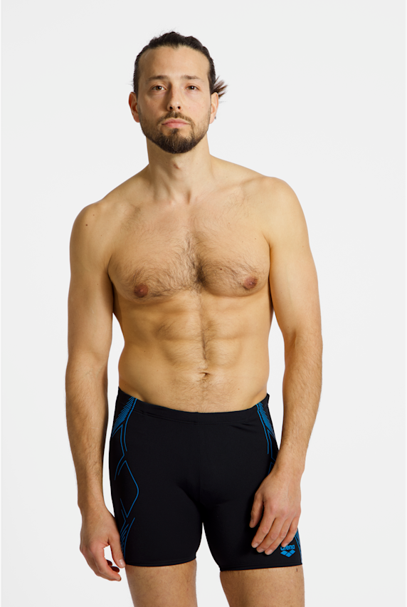 arena Graphic Swim Mid Jammer Herren Badehose Schwarz 51025 1
