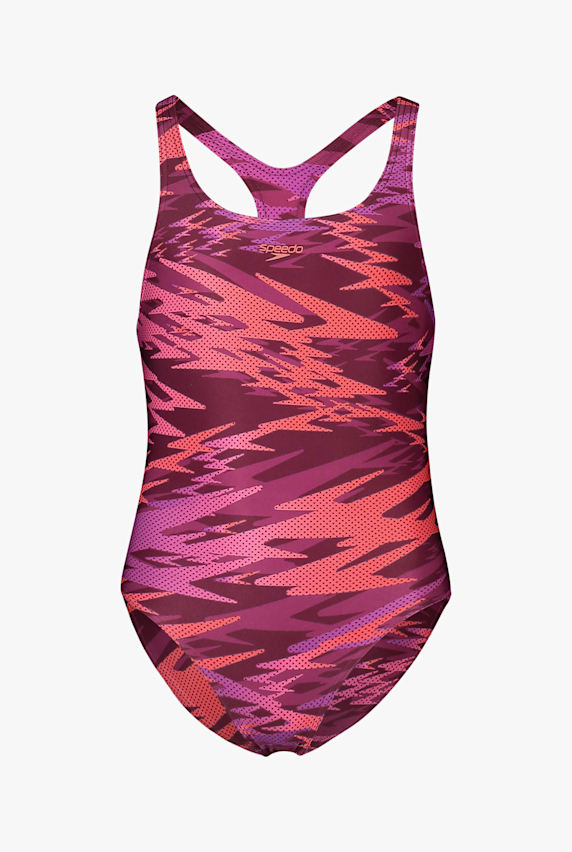 speedo Hyperboom Print Medalist costume da bagno bambina Pink 65172 1