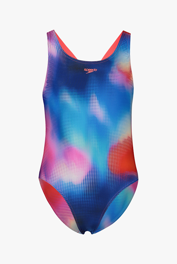 speedo Printed Leaderback costume da bagno bambina Pink 65169 1
