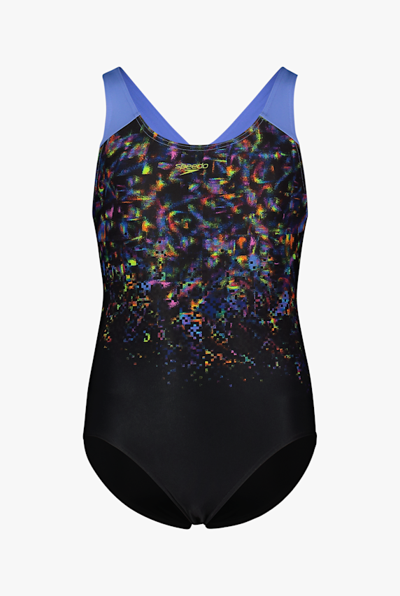 speedo Splashback Print Mädchen Badeanzug Schwarz 65168 1