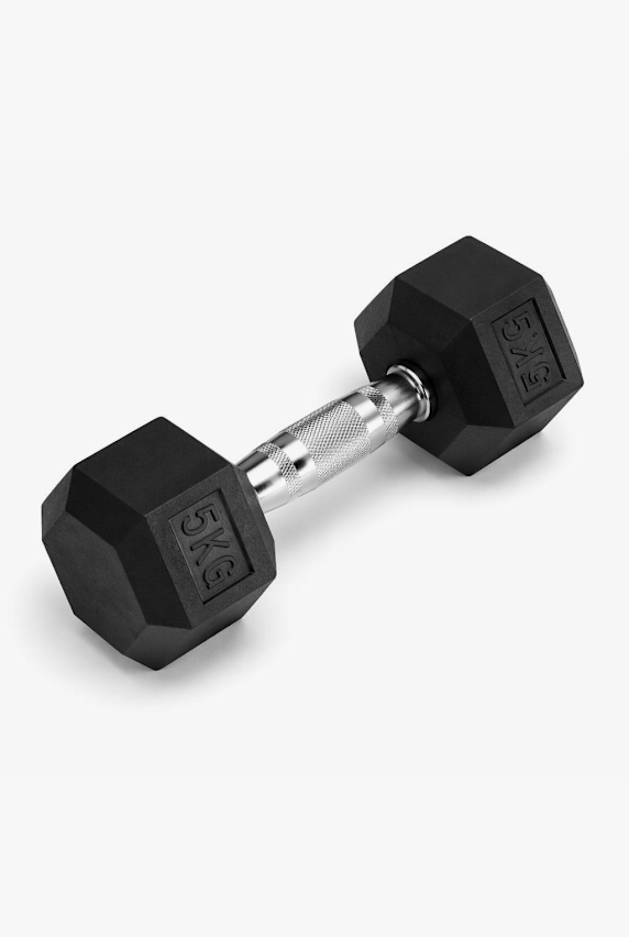 POWERZONE Hex Rubber 5 kg dumbbell Nero 54947 1