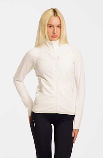 Salomon Essential Lightwarm Full-Zip Damen Midlayer Blanc