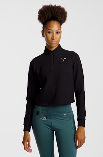 PUMA x HYROX CLOUDSPUN 1/4 Zip Damen Midlayer Schwarz