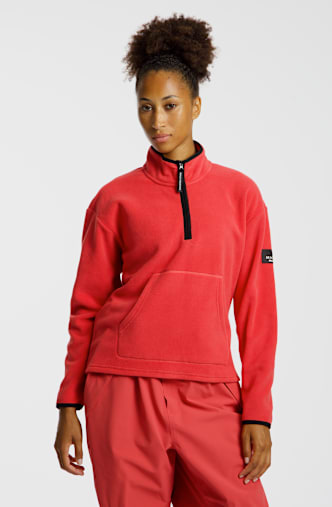 BEACH MOUNTAIN OUTENIQUA sweat polaire AOP femmes demi-zip Rose