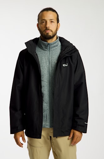 Jack Wolfskin Pinetrail 3in1 Herren Outdoorjacke Schwarz