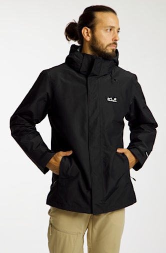 Jack Wolfskin Pinetrail 3in1 Herren Outdoorjacke Schwarz