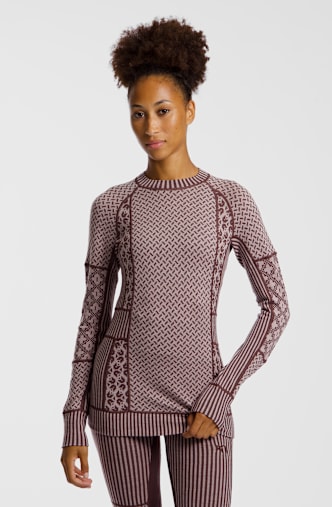 Kari Traa Smekker Merino Half-Zip manche longue thermique femmes Marron