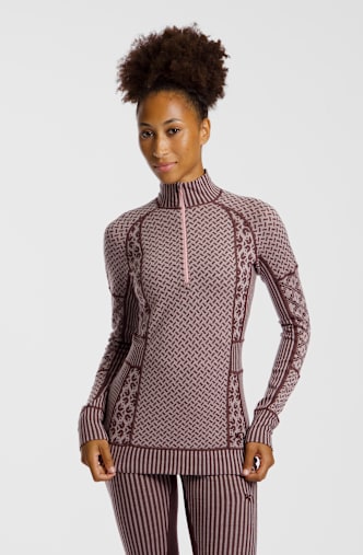 Kari Traa Smekker Merino Half-Zip Damen Thermo Longsleeve Braun