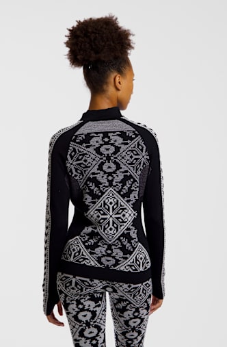 Kari Traa Saga Merino Half-Zip maniche lunghe termica donna Nero