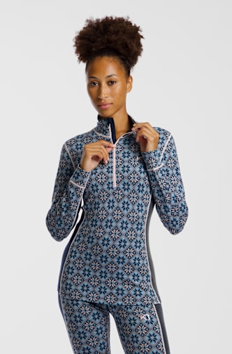 Kari Traa Rose Merino Half-Zip Damen Thermo Longsleeve Blau