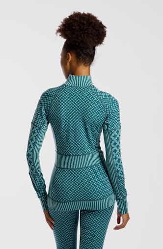 Kari Traa Smekker Merino Half-Zip maniche lunghe termica donna Petrolio