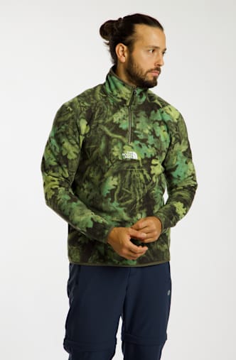 The North Face Glacier Novelty Logo Print 1/4 Zip midlayer uomo Verde