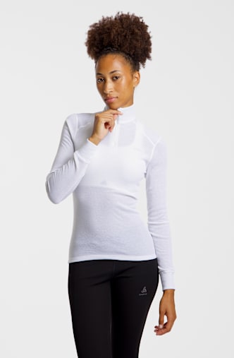 Odlo Active Warm Half-Zip Damen Thermo Longsleeve Weiss