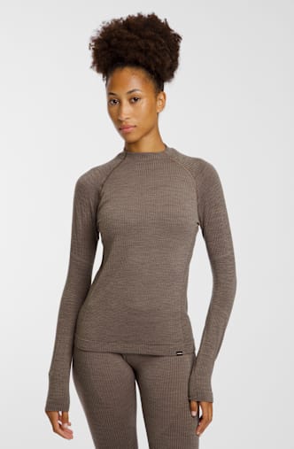 Odlo Seamless Performance Wool Damen Thermo Longsleeve Braun
