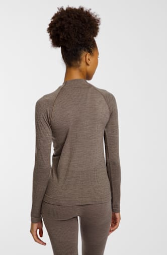Odlo Seamless Performance Wool manche longue thermique femmes Marron