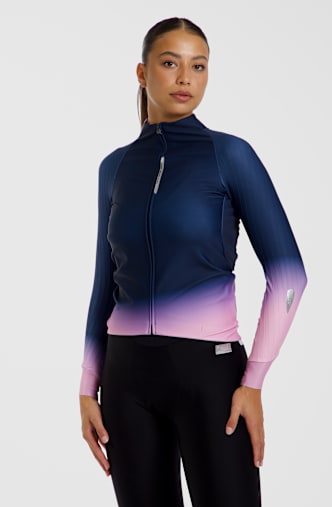 Q36.5 Gregarius Hybrid Collar Fade LS Damen Rennradtrikot Blau